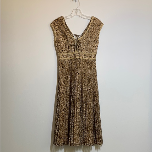 JT Dress by Jody of California Chic Pleated Dress shades of tan/brown Vintage - Picture 2 of 10